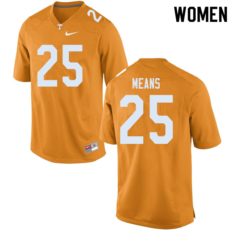 Women #25 Jerrod Means Tennessee Volunteers College Football Jerseys Sale-Orange